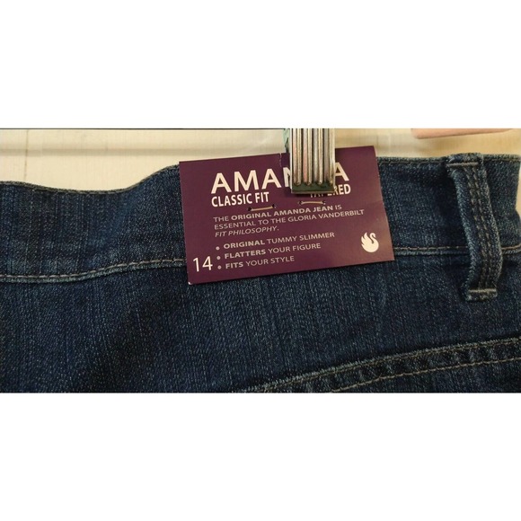 Gloria Vanderbilt Amanda NWT WM 14 Jeans Blue Dark Wash Stretch Tummy Slimmer - Picture 3 of 6